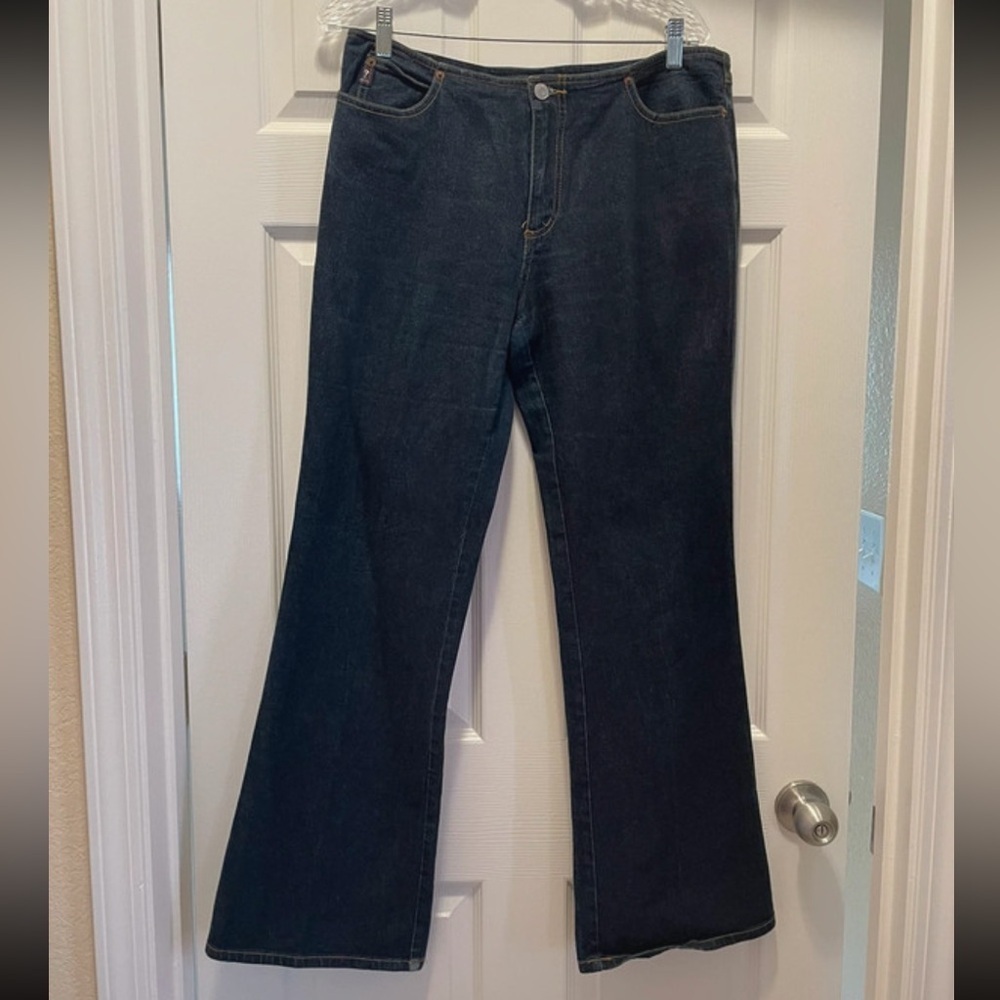 Guess Flare Jeans Dark Wash Mid Rise Stretch Denim Y2K Woman's Size 32